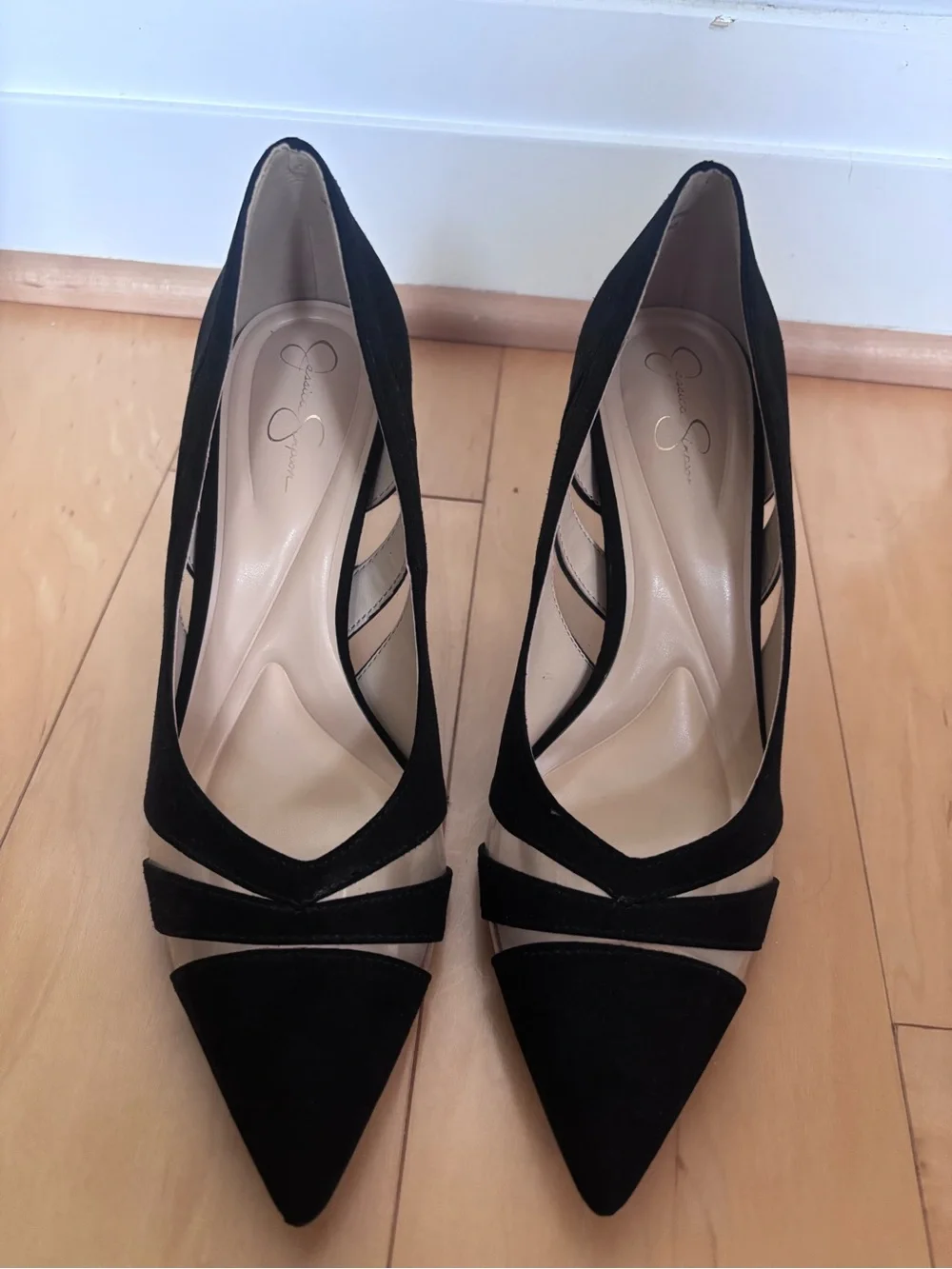 NEW Jessica Simpson Black Pointed Cutout Suede Pumps